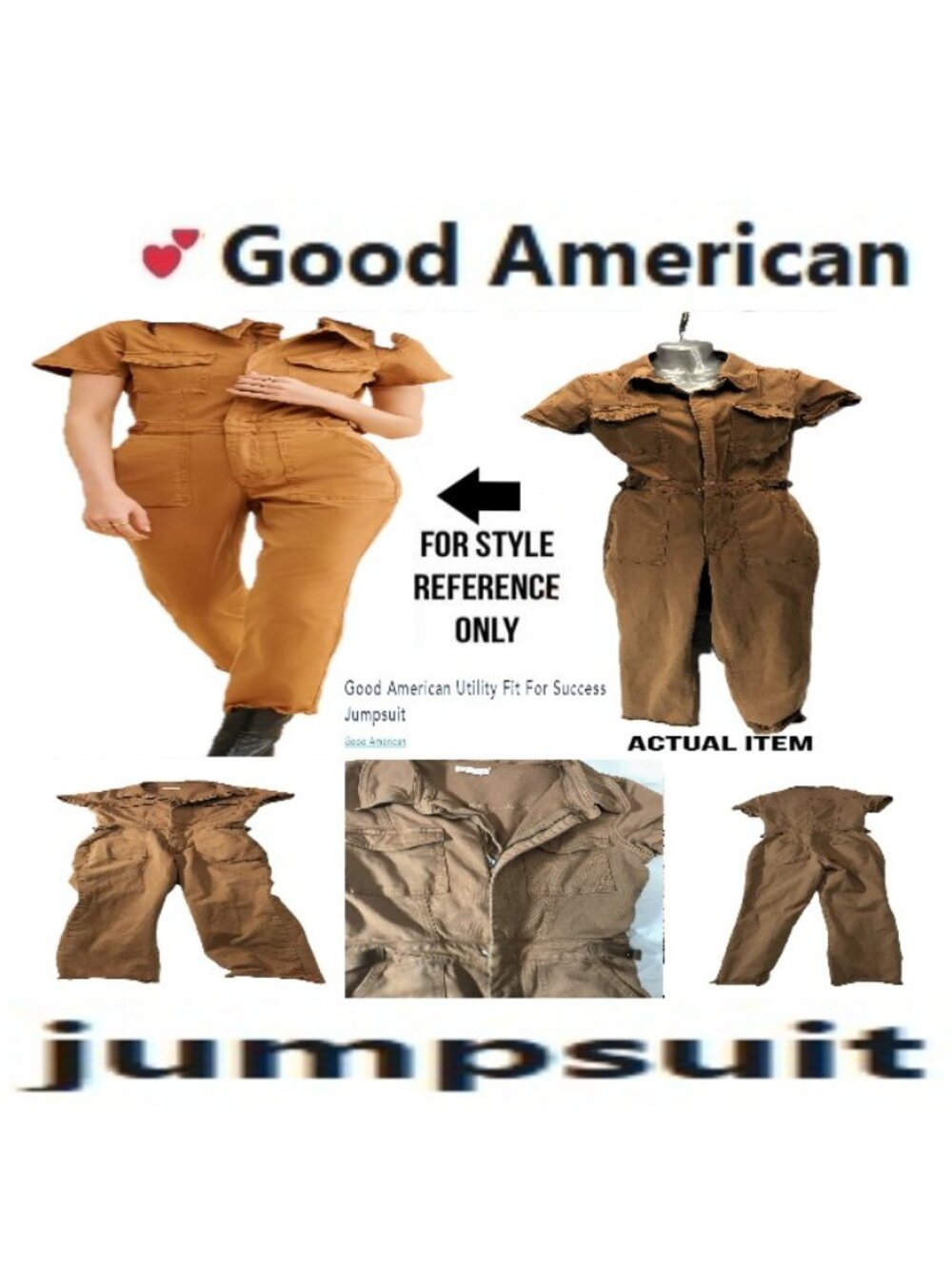 🛑 GOOD AMERICAN Utility ➕ JUMPSUIT Twill Straight Fit 🆒 Pant OVERALL 💸BUY NOW
